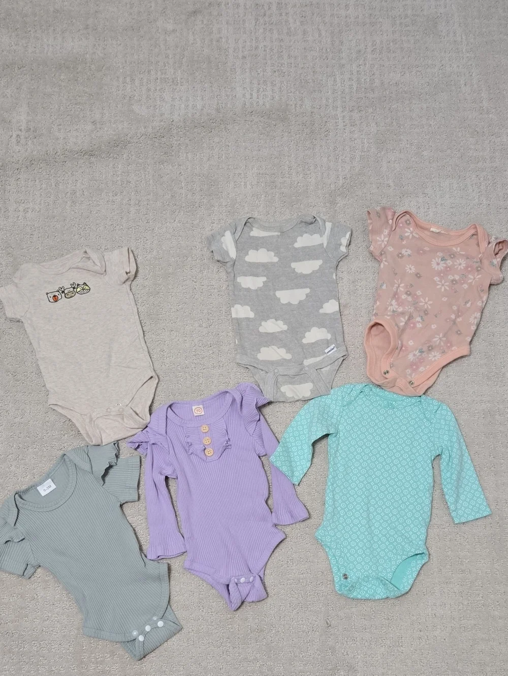 Mixed Pack of Girls' One-Piece Bodysuits- (0-3 Months)